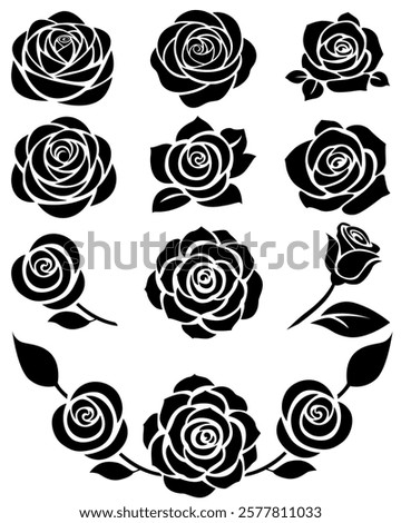 Stencil roses collection simple stamp cutout