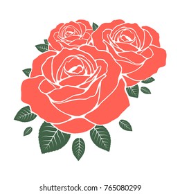 Stencil of roses. Vector illustration