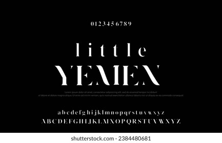 Stencil san serif, alphabet, uppercase letters, typography. Simple elegant fashion minimalist lettering. Vector illustration.