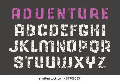 Stencil sanserif font in the style of drawn graphics
