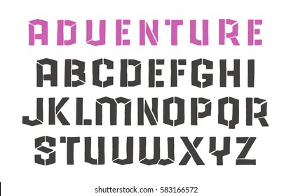 Stencil sanserif font in the style of drawn graphics