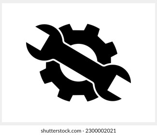 Stencil screwdriver gears icon Tools clipart Vector stock illustration EPS 10