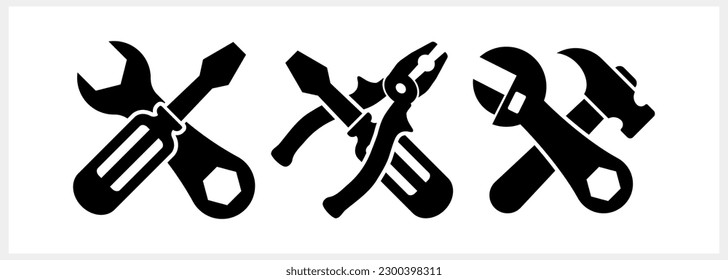 Stencil screwdriver pliers icon Hammer Tools clipart Vector stock illustration EPS 10