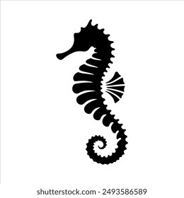 Stencil seahorse silhouette on white background. Seahorse icon vector sign illustration design.