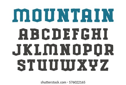 Stencil serif font in the style of drawn graphics