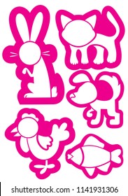 stencil set for kids animals vector