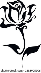 Stencil silhouette flower, rose pattern