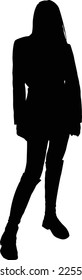 Stencil. Silhouette of a woman posing in vector
