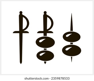 Stencil skewer olive icon isolated Food clipart Vector stock illustration EPS 10
