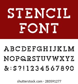 The Stencil Slab Serif Alphabet Vector Font
Type Letters, Numbers And Punctuation Marks. The Stencil Slab Serif Vector Bold Font.