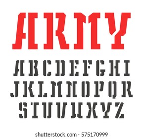 Stencil slab serif font in military style