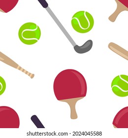 Stencil sports elements seamless pattern isolated on white. Vector stock illustration. EPS 10
