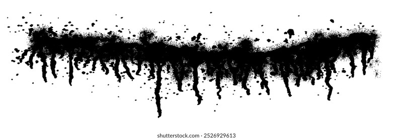 Stencil spray with paint drip isolated on white background. Grunge street airbrush painting. Ink graffiti with smudges, drip and drops. Vector illustration