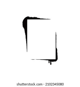 Stencil spray paint frame. Grunge graffiti style black frame. Isolated vector illustration with drop paint border. Stencil spray effect.