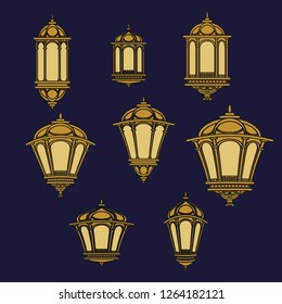 Stencil of street lamps. Part of the decor. Vector illustration.