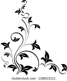 Stencil style floral corner. Template for your design.