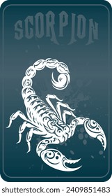 Stencil style vector drawing featuring a scorpion on an aesthetically pleasing background