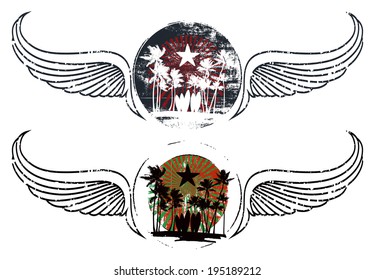stencil summer shields with wings