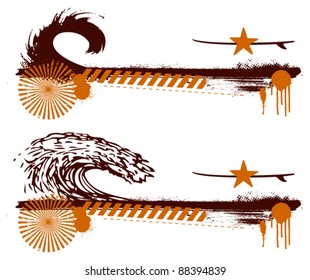 stencil surf banners with big waves