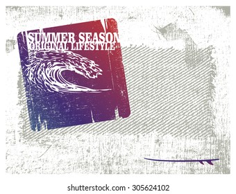 stencil surf frame with pipeline wave