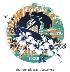 stencil surf summer scene
