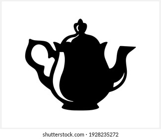 Stencil teapot isolated on white. Kitchenware vector stock illustration. EPS 10