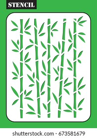 Stencil template. Branches of a bamboo pattern on white background. Laser cutting design. Tropical wallpaper, nature textile print. Oriental laser cut template with stems of bamboo.