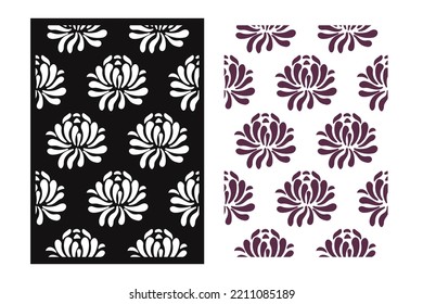 Stencil template with flower silhouette. Seamless floral pattern for decorating surfaces