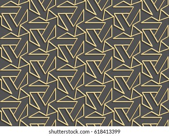 Stencil template of gold Arabesque laser paper cut in Arabic seamless pattern for Ramadan Kareem or Islamic festival.Lace vector illustration for wedding invitation and greeting card in vintage 