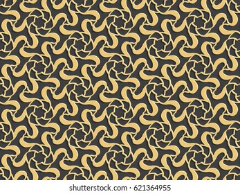 Stencil template of gold Arabesque laser paper cut in Arabic seamless pattern for Ramadan Kareem or Islamic festival.Lace vector illustration for wedding invitation and greeting card in vintage 