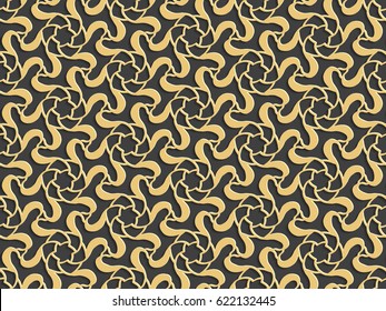 Stencil template of gold Arabesque laser paper cut in Arabic seamless pattern for Ramadan Kareem or Islamic festival.Lace vector illustration for wedding invitation and greeting card in vintage 