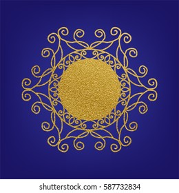 Stencil template of gold mandala laser paper cut in Arabic pattern for Ramadan Kareem festival.Lace die cut vector illustration for wedding invitation and greeting card in vintage style