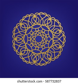 Stencil template of gold mandala laser paper cut in Arabic pattern for Ramadan Kareem festival.Lace die cut vector illustration for wedding invitation and greeting card in vintage style