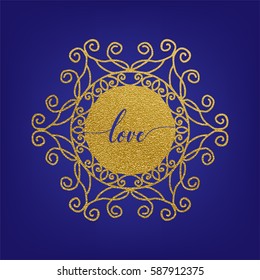 Stencil template of gold mandala laser paper cut in Arabic pattern for Ramadan Kareem festival.Lace die cut vector illustration for wedding invitation and greeting card in vintage style