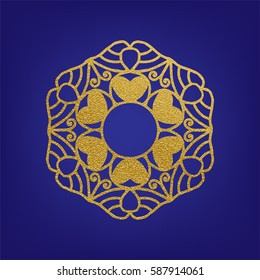Stencil template of gold mandala laser paper cut in Arabic pattern for Ramadan Kareem festival.Lace die cut vector illustration for wedding invitation and greeting card in vintage style