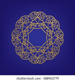 Stencil template of gold mandala laser paper cut in Arabic pattern for Ramadan Kareem festival.Lace die cut vector illustration for wedding invitation and greeting card in vintage style