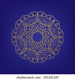 Stencil template of gold mandala laser paper cut in Arabic pattern for Ramadan Kareem festival.Lace die cut vector illustration for wedding invitation and greeting card in vintage style