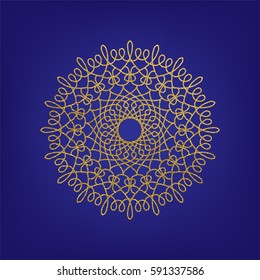 Stencil template of gold mandala laser paper cut in Arabic pattern for Ramadan Kareem festival.Lace die cut vector illustration for wedding invitation and greeting card in vintage style