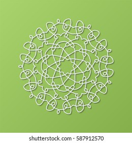 Stencil template of mandala laser paper cut in Arabic pattern for Ramadan Kareem festival.Lace die cut vector illustration for wedding invitation and greeting card in vintage style on green background