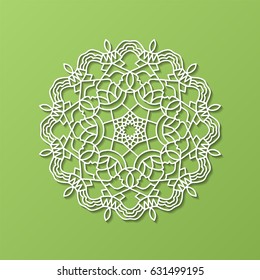 Stencil template of mandala laser paper cut in Arabic pattern for Ramadan Kareem card.Lace die cut vector illustration for wedding invitation and greeting card in vintage style 