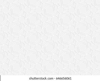 Stencil template of white Arabesque laser paper cut in Arabic seamless pattern for Ramadan Kareem or Islamic festival.Lace vector illustration for wedding invitation and greeting card in vintage