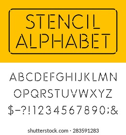 The Stencil Thin Alphabet Vector Font
Type Letters, Numbers And Punctuation Marks. The Stencil Thin Vector Font.