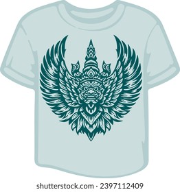 Stencil vector illustration of Garuda, the mythical creature with wings