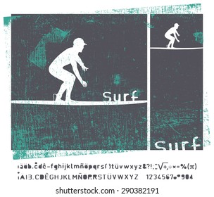 stencil vintage surf frame