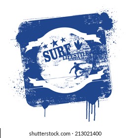 stencil and vintage surf shield