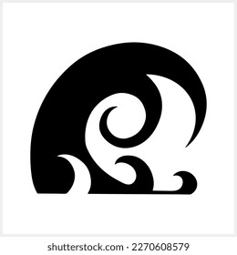 Stencil wind or water wave clipart isolated. Hand drawn art. Vector stock illustration. EPS 10