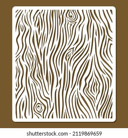 Stencil with wood texture. Rectangular striped background. Structure of a tree in a section. Template for plotter laser cutting of paper, metal engraving, wood carving, cnc. Vector illustration.