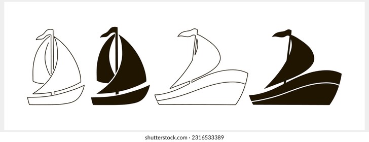 Stencil yacht clipart. Sea icon. Vector stock illustration. EPS 10