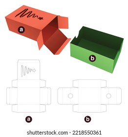 Stenciled Christmas tree packaging box with insert tray die cut template and 3D mockup