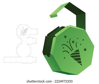 Schablone für Konfetti-achteckige Schachtel mit Schablone und 3D-Muster